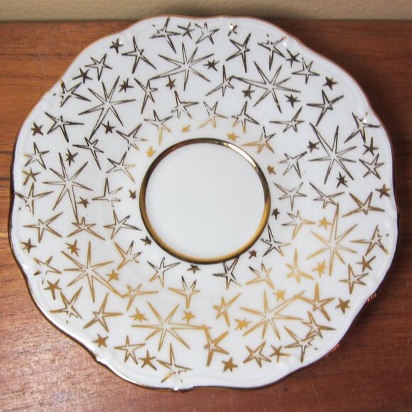 MZ Czechoslovakia vintage gold stars 6 oz teacup espresso & saucer (W5409) - Picture 6 of 11